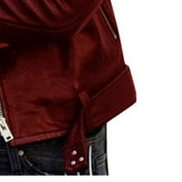 Zipper s dugim rukavima Tanka koža jakna za žene plus klirence vino 5xl
