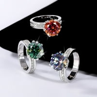 5ct moissanite dijamantni prstenovi za žene crveno zeleno žuti okrugli rez D boja VVS angažman prstenovi