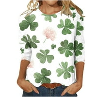 Ženski vrhovi zazor dugih rukava Ženska moda St. Patrickov dan tiskao je labavu majicu Srednja rukava