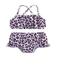 Qinghua Toddler Baby Girl Dvije kupaći kostimi Leopard Halter Tankini ruffle kratke hlače Bikini set