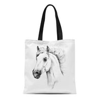 Platno torba za crtanje konja glave Profil skici grafika crna za višekratna ramena namirnica Torbe za