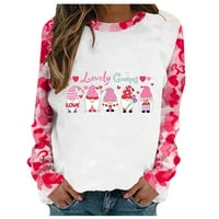 Ženska majica s dugim rukavima Crewneck labavi Ležerni pulover Valentinovo tiskani hoodie ružičasti