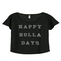 Tenk navoja Happy Holla Days Ženski opušteni Slouchy Dolman majica Tee Heather Black X-Veliki