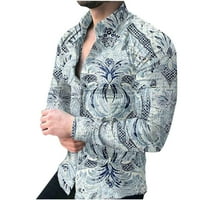 Košulje za muške proljeće i jesenje modne print kardigan majica s dugim rukavima za muškarce