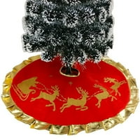 Aosijia Crvena božićna haljina sa zlatnim rim 36 Flannel Santa Reindeer Božićna zabava za odmor za božićno
