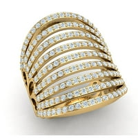 Prirodno 1.5ct okrugli rez dijamantski širok višestruki reorgani manjski desni prsten za mlaznjak svadbeni