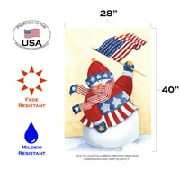 Toland Home Garden Star Swerbled Snowman Patriotska zimska zastava dvostrano