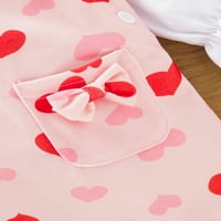 Djevojčice za djecu Valentinovo odijelo dugih rukava za lutke na vrhu 3-srčani print Ukupna set haljina