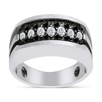 Carat CTTW okrugli rez crno-bijeli prirodni dijamantski vjenčani vjenčani prsten u 14k bijelo zlato