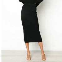 PXiakgy haljine za žene Žene High-Aisted Solid Slim suknja Dugak suknja Bodycon Ravna skirtskrt Black