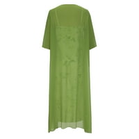Kakina s plus veličina haljina za čišćenje žena V- izrez haljina bez rukava od čvrstog kaputa dvodijelna