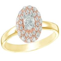 Bijeli prirodni dijamantski dvostruki okvir halo zaručnički prsten u 10k žutom zlatu