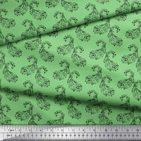 Soimoi Green Pamuk poplin tkanina crna skica cvjetna i paisley ispis šivaći tkaninu bty wide