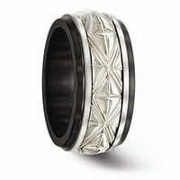 Black Titanium muške i sterling srebrne boje jedinstveni dizajn Vjenčana prstena Veličina 12
