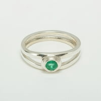 18k bijelo zlato prirodni smaragdni ženski Prsten pasijansa - veličina 9.25