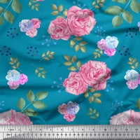 Soimoi Poly Georgette tkanine bobice, lišće i ružičasti cvijet od šivanja šivaći tkaninski dvorište