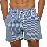 Guvpev Muške kratke hlače Ležerne prilike klasične FIT CRTKOVINE Ljetne plažne kratke hlače sa elastičnim