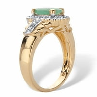 Je nakit za palminu nakit originalni zeleni zeleni smaragdni i bijeli Topaz Halo prsten. TCW pozlaćeno
