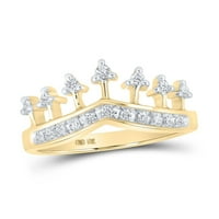 10k žuto zlato okruglo Diamond Crown Tiara Band Prsten CTTW