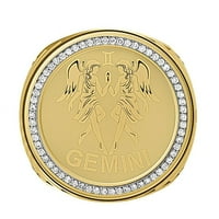 Pravi originalni dijamant 1. CWT. Zodijački znak Blizanci Astrology Band 10k zlato na muški prsten