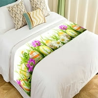 Red uskršnjih jaja s tratinčicama na svježim zelenim travnim krevetom za posteljinu od posteljine šal