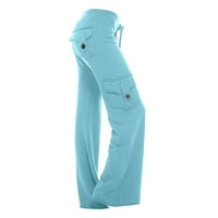 MAFYTYTPR Ljetne pantalone za žene Trendi Žene vježbaju gamaše Stretch tipka za struk Pocket Yoga teretane