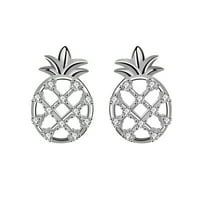 S srebrnim dijamantima na minđuše od ananasa Rustikalni stil MORI jednostavno male voćne ljetne naušnice