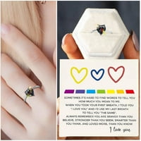 Keusen Popularni nakit dame Ring Ljubav srčani prsten Srce Šareni circon prsten za žene Angažovanje