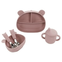 Gupbes Baby Bowl, Kit Food razreda Silikonska medvjeda dizajnerska posuda za piće za piće kašika Fork