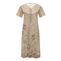 Gaecuw Maxi Summer haljina za ženske kratke haljine kratkih rukava Boho haljina teleća dužina plus veličina