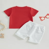 Jaweiwi dječak za djecu za dijete ljeto rođendanska odjeća set naočala Pismo Ispis kratkih rukava s