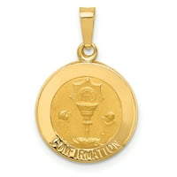 Carat u Karatsu 14k žuto zlato polirano i satenska potvrda medalje šuplji privjesak šarm sa 14k žutom