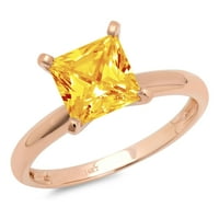 3.0ct Princess Cut Yellow Prirodni citrinski 14K ružičasto zlatni godišnjica za angažman prsten veličine
