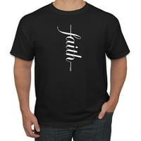 Vertikalna kršćanska vjera inspirativna kršćanska muška grafička majica, crna, mala