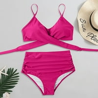 Voss Žene Soild Print bikini set Push up kupaći kostim za kupanje visoki struk kupaći kostim