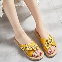 Leesechin ravne cipele za žene čišćenje Ženske ljetne flip-flope tkani cvijeće Solidne boje ravne plažne sandale