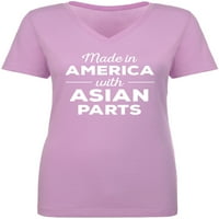 Napravljeno u Americi sa azijskim dijelovima ženske majice V-izrez