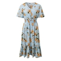 Haljina za žene Ljeto kratki rukav V izrez cvjetna haljina s kratkom zabavom