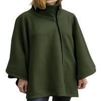 Paille ženska odjeća s dugim rukavima kaput poncho jakna vrećica puna zip kardigan za odmor zeleni l