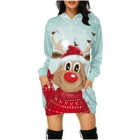 Dugi rukavi Lady Cute Reindeer Grafičke duge majice za gajine Trendy Ležerna majica Božićni pulover