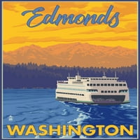 FL OZ Keramička krigla, Edmonds, Washington, trajekt i planine, perilica posuđa i mikrovalna pećnica