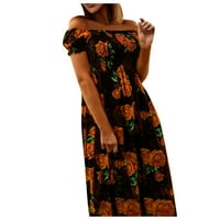 Žene van ramena Slatka haljina Print mini haljina Ljeto Izravnajte seksi haljina kratkih rukava elegantna