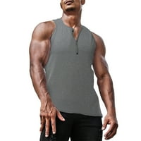 Muški tenkovi grafički gumb čvrstog u boji podesivi majice bez rukava pamuk