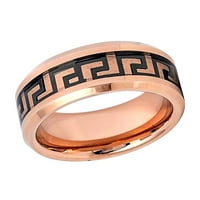 Muški ženski volfram vjenčani zaručni prsten za angažovanje ružičastog zlata IP visoki polirani ivica