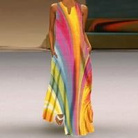 Haljina Boho za žene plus veličina haljina za ženske haljine sa labavim tiskanim tenčicama plaža V-izrez