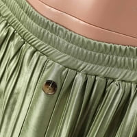 Suknje za žene trendi ljetna elastična strana struka Metalik sjajna harmonika midi suknje