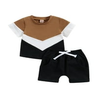 Jaweiwi Baby Toddler Boys Ljeto odijelo 2T 3T Ležerna kontrastna boja Majica kratkih rukava i elastične