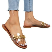 Daznico Womens Sandale Dame Ljeto prozirni metalni lanac otvoreni nožni donji papuče