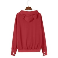 Yyeselk prevelizirani duks za žene Fleece s dugim rukavima Crewneck kapuljača za crtanje Trendy casual pulover TOP Fall odjeća crvena XL