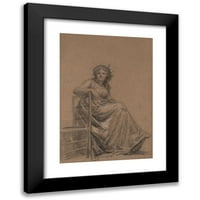 François-André Vincent crni moderni uokvireni muzej umjetnički print pod nazivom - portret sjedeće žene